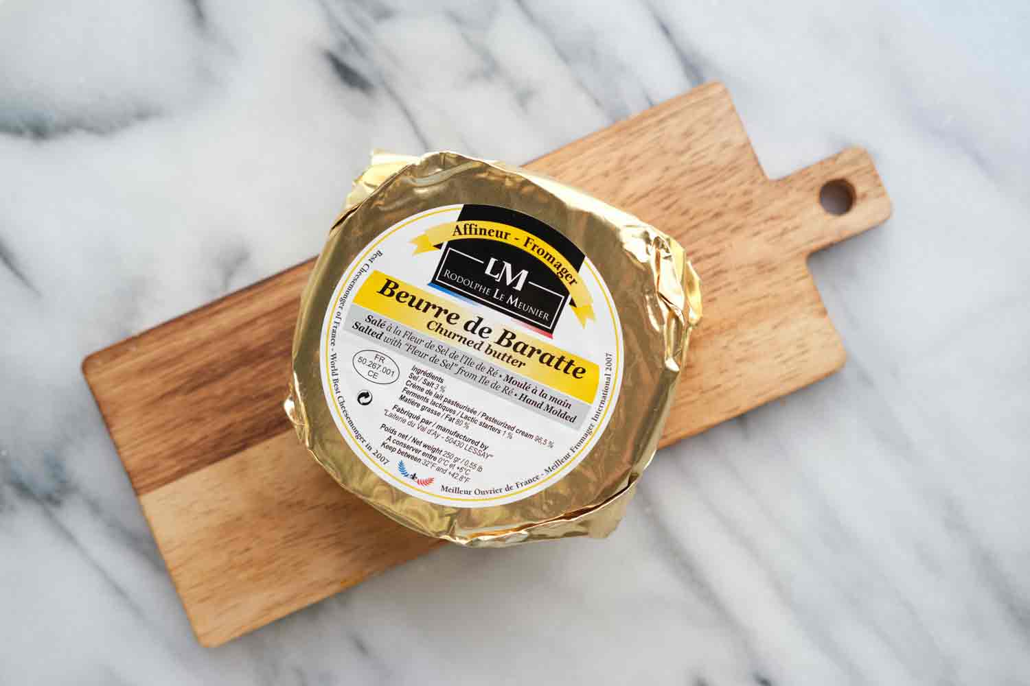 Beurre-de-Baratte-Sel-Salted—Butter-Rodolphe-Le-Meunier-Styled-On-Marble-For-WEB