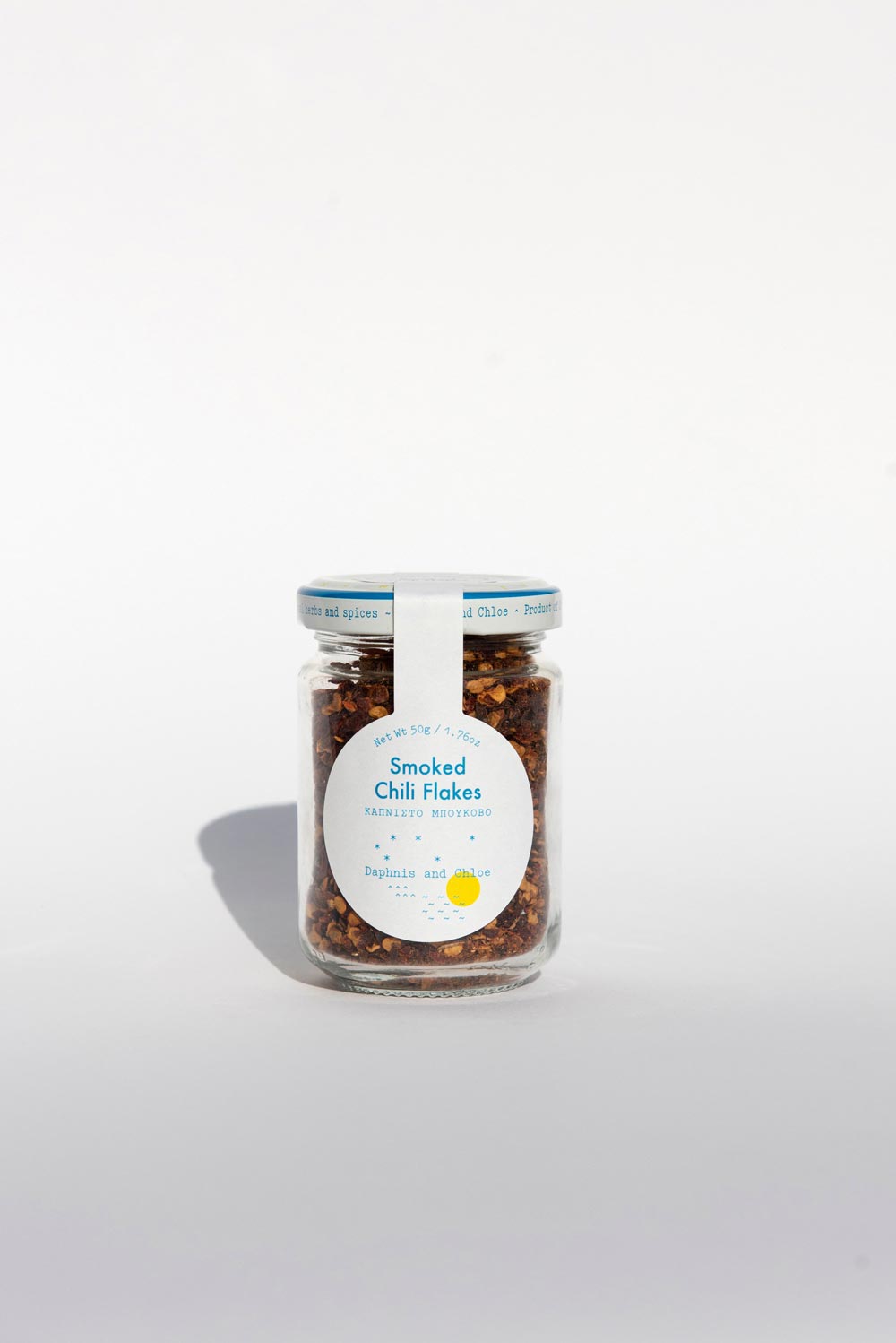 Daphnis and Chloe Bukovo Chili Flakes Glass Jar Front White BG For WEB