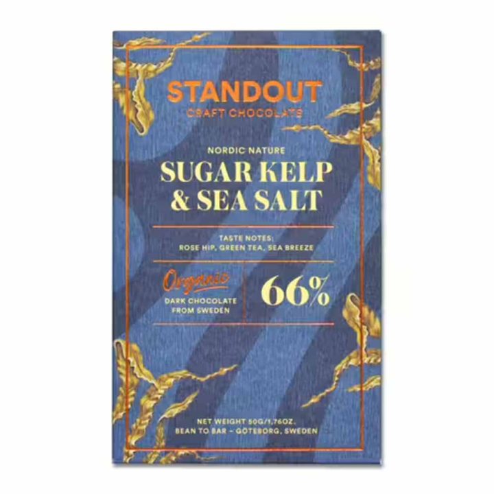 Standout Chocolate Nordic Nature, Sugar Kelp & Sea Salt 66%, 50g front white BG for WEB