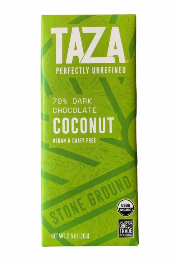 Taza Organic Coconut 70% Front White BG for WEB
