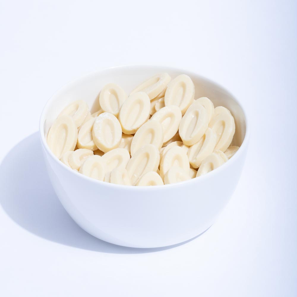 Valrhona Bulk Feves Ivoire 35% White Chocolate 1 LB. White BG For WEB